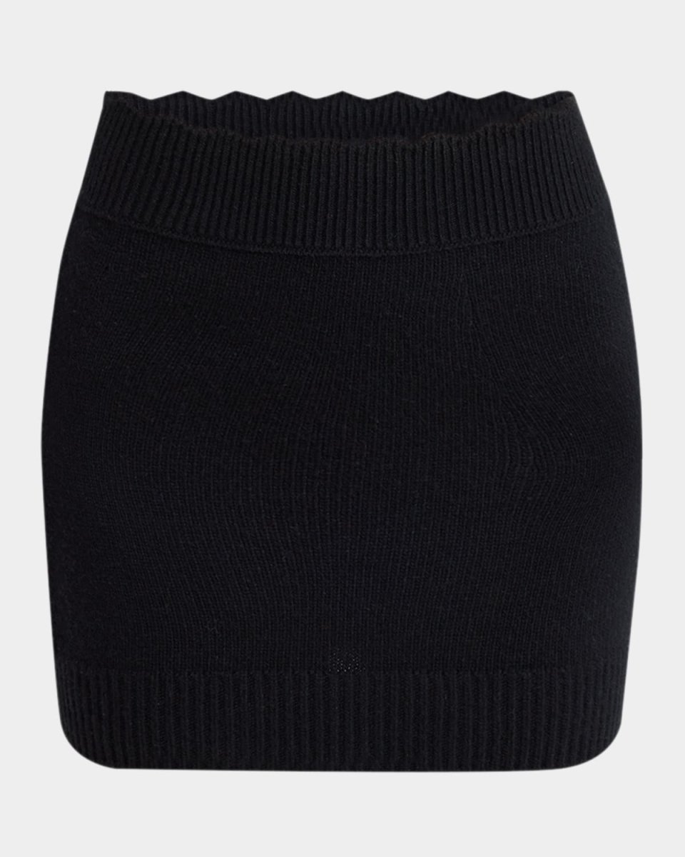 Scalloped Wool & Cashmere Knit Mini Skirt